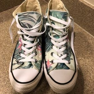 Palm Tree Converse Size 8 Women's Green Blue Pink